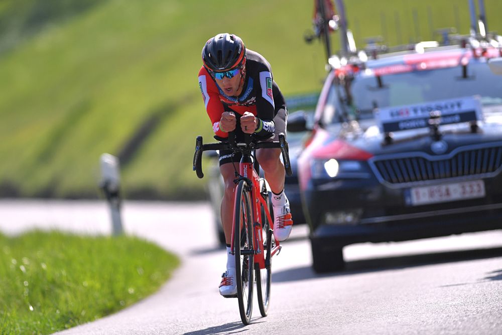 Richie Porte (BMC Racing Team) during the stage 3 time trial at Tour de Romandie