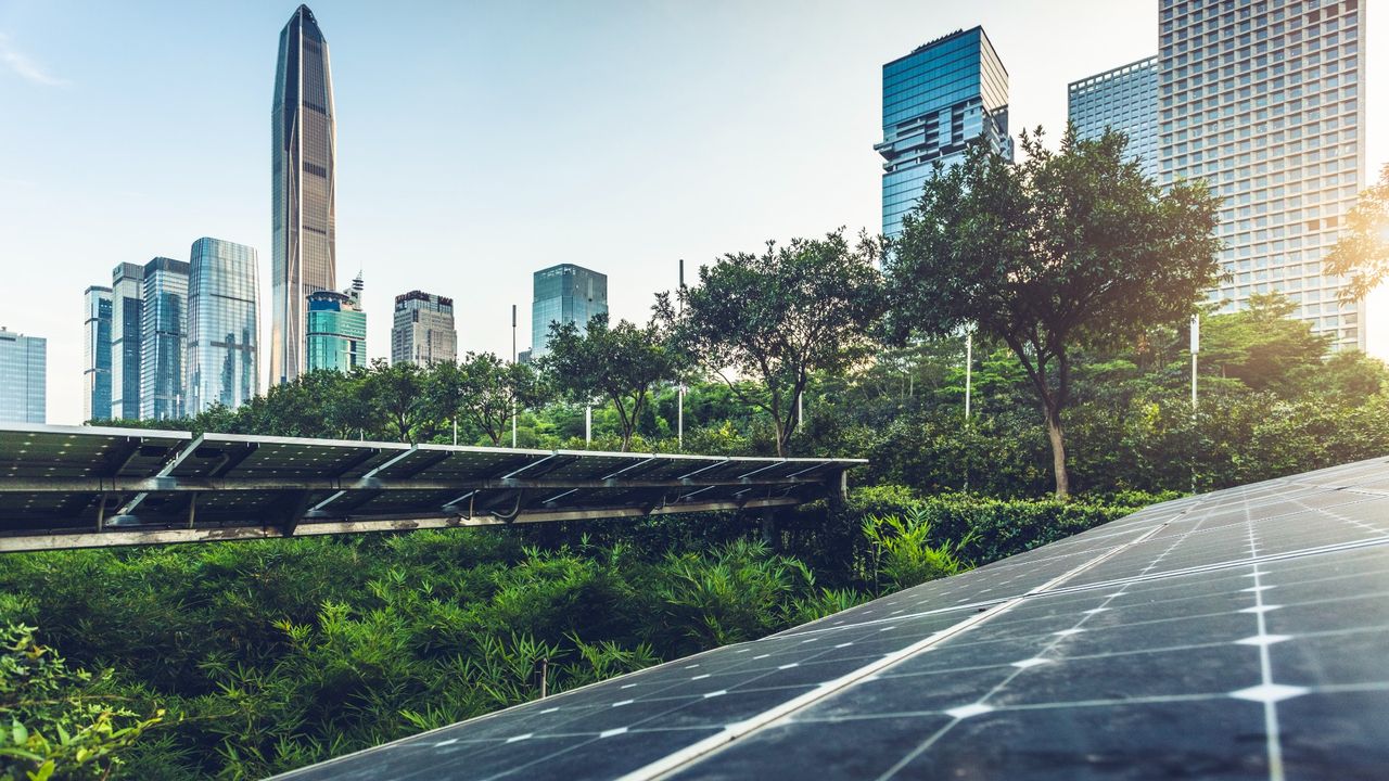 A rooftop solar installation in Shenzhen, China