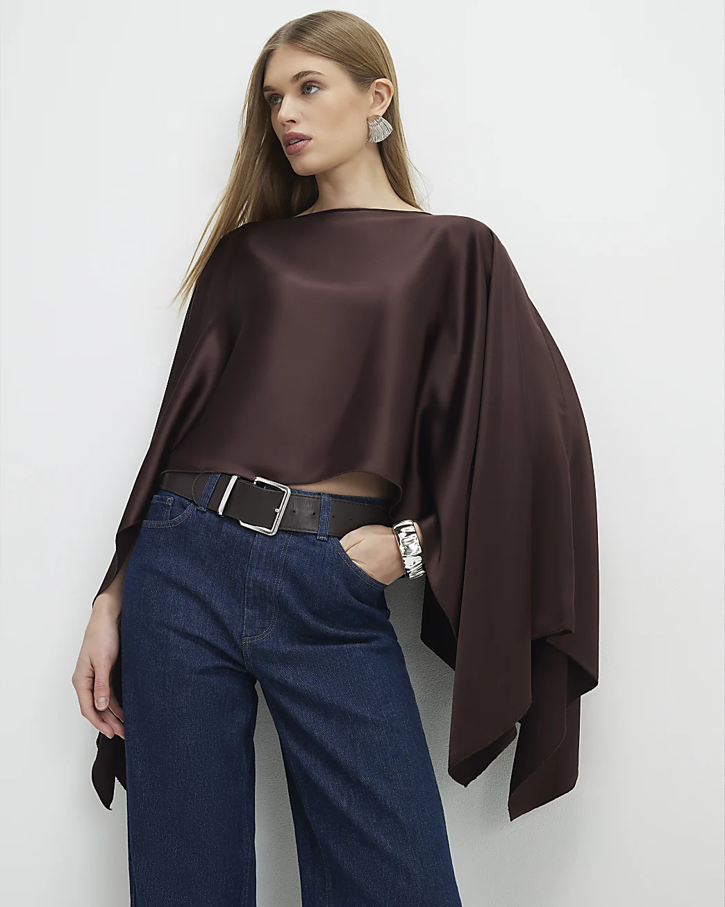 River Island, Satin Waterfall Cape