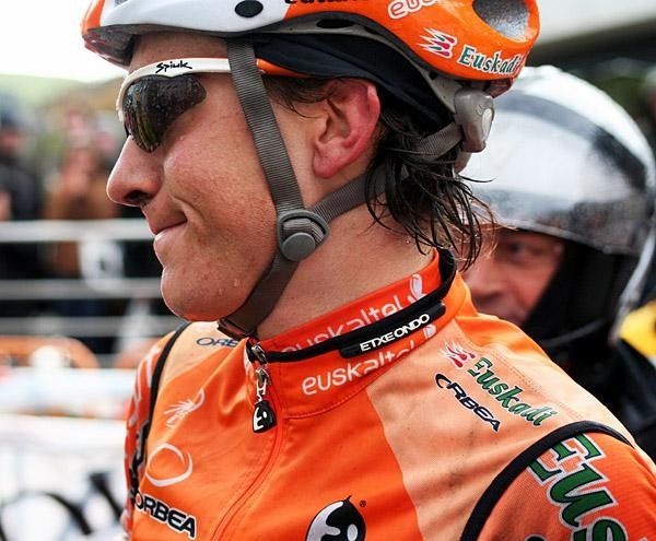 Amets Txurruka (Euskaltel-Euskadi) exhausted at the finish.