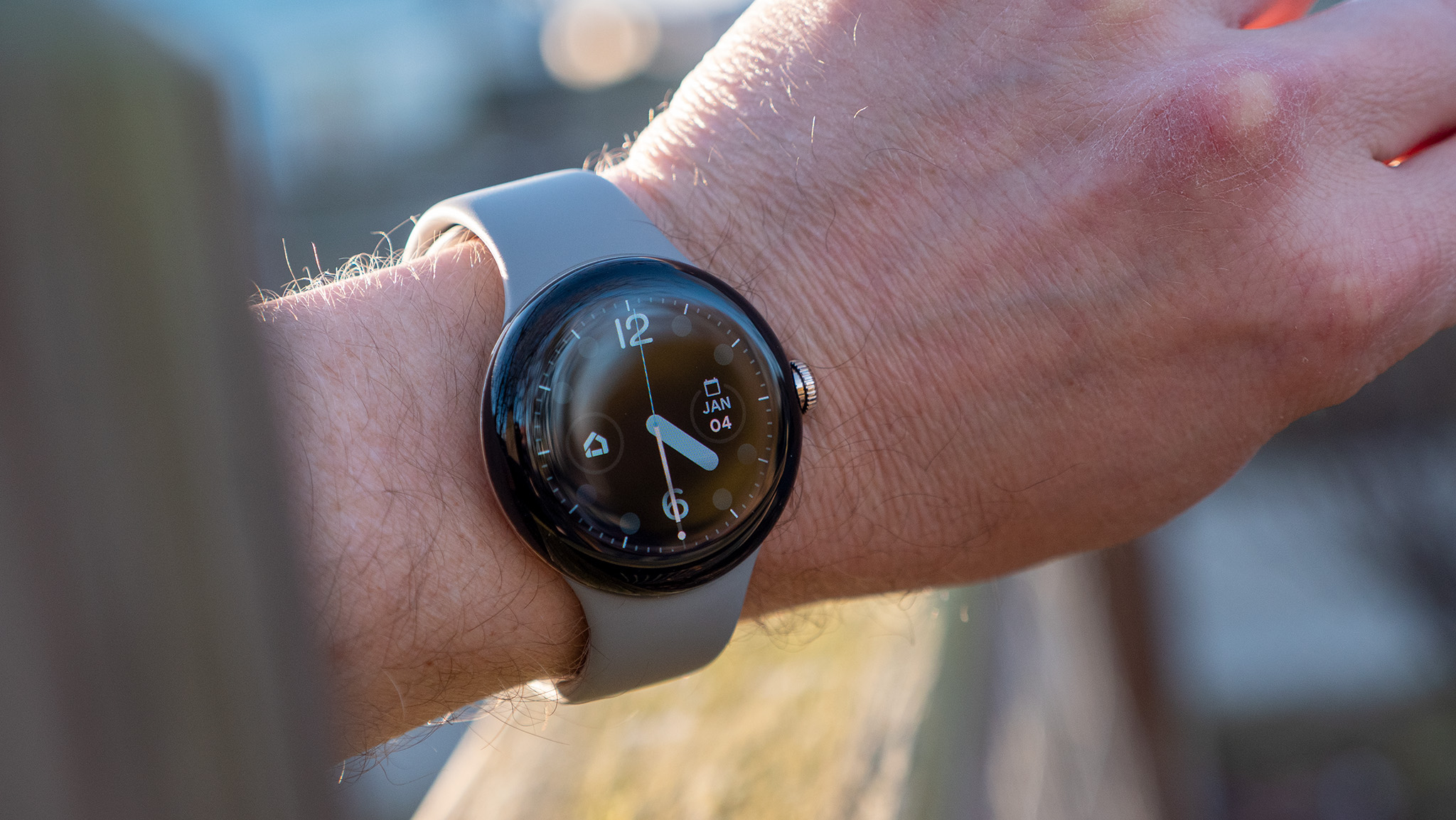 The Pacific watch face on a Google Pixel Watch