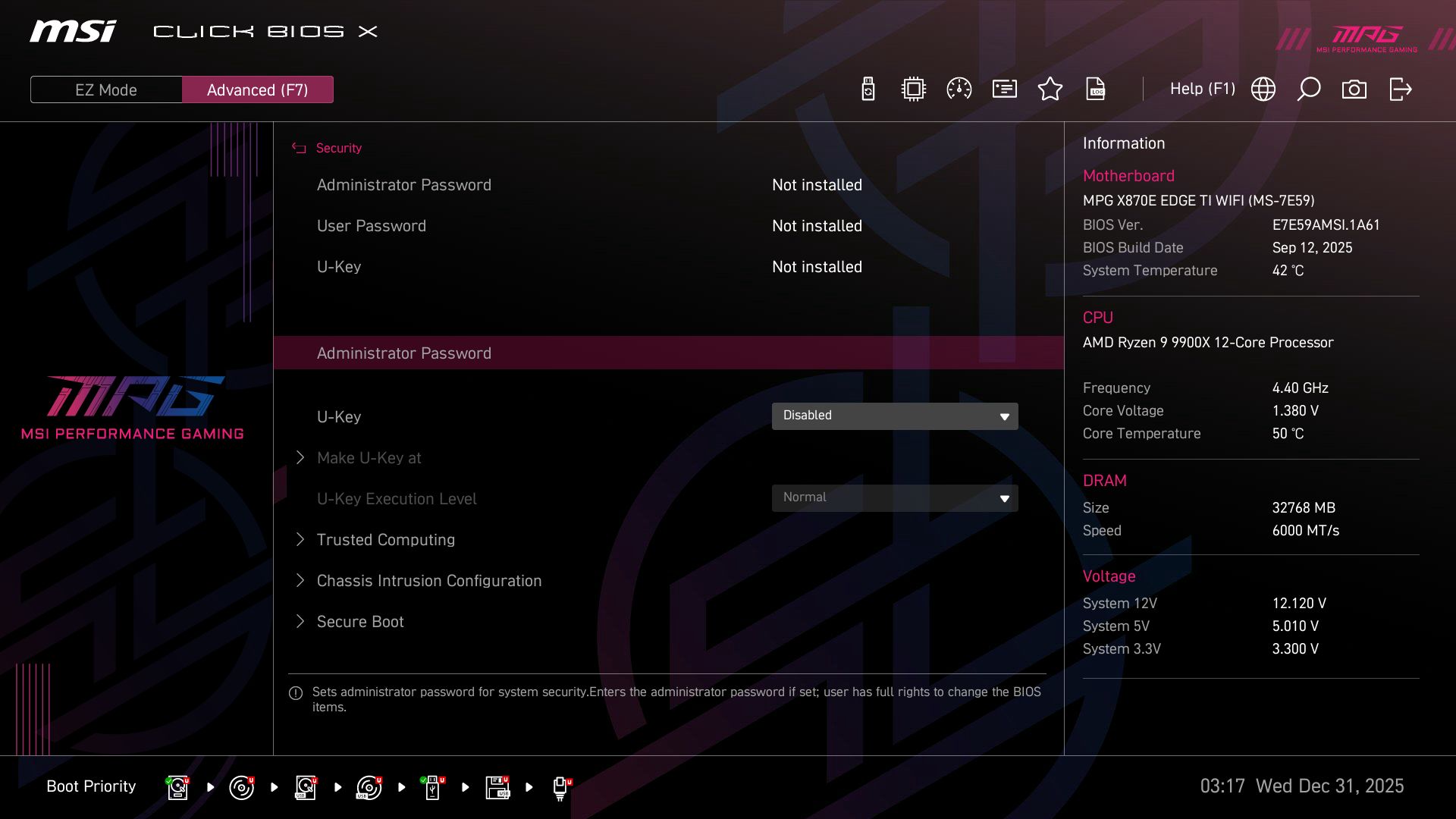 MSI MPG X870E Edge Ti Wifi - BIOS