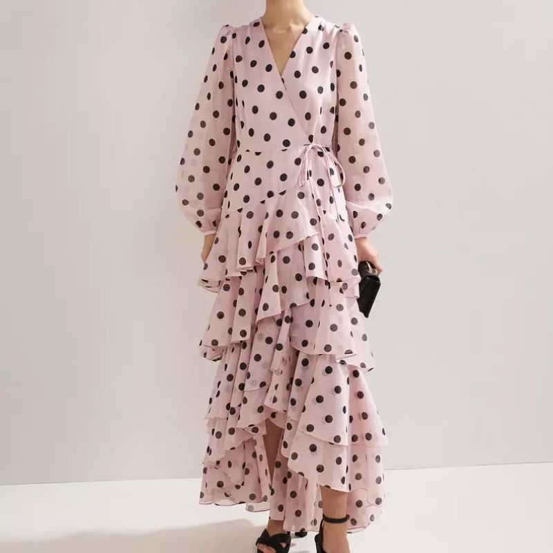 Phase Eight, pink polka dot maxi dress