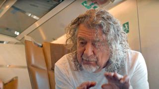 Robert Plant aboard a Frecciarossa 1000 train