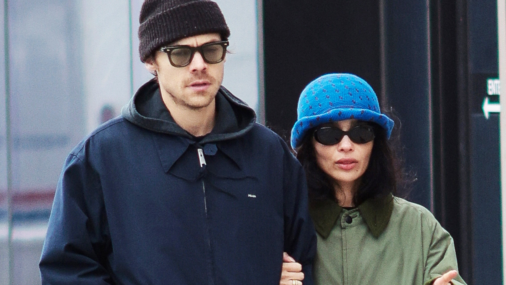 Zo&euml; Kravitz wore the barn jacket trend for a date with Harry Styles, who wore Adidas Sambas sneakers