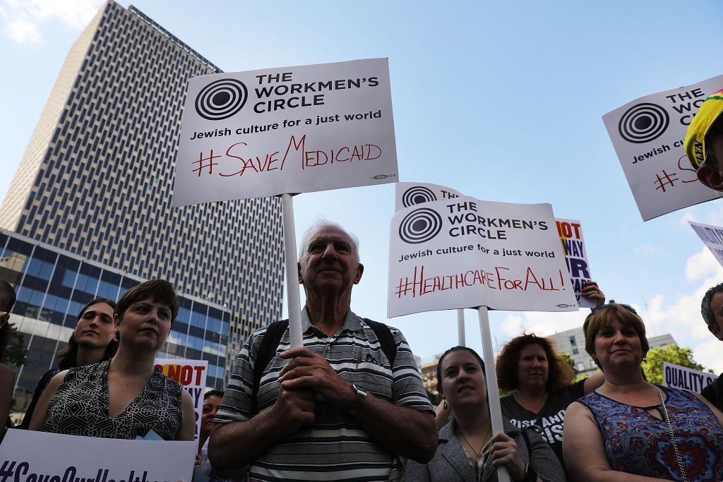 Protesters against the GOP health care bill.