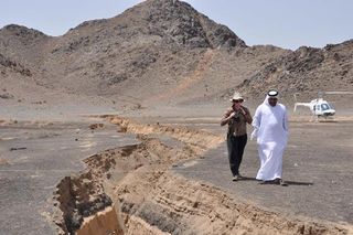 The five-mile-long (8-kilometer-long) rupture produced by the May 19, 2009, earthquake swarm in Saudi Arabia.