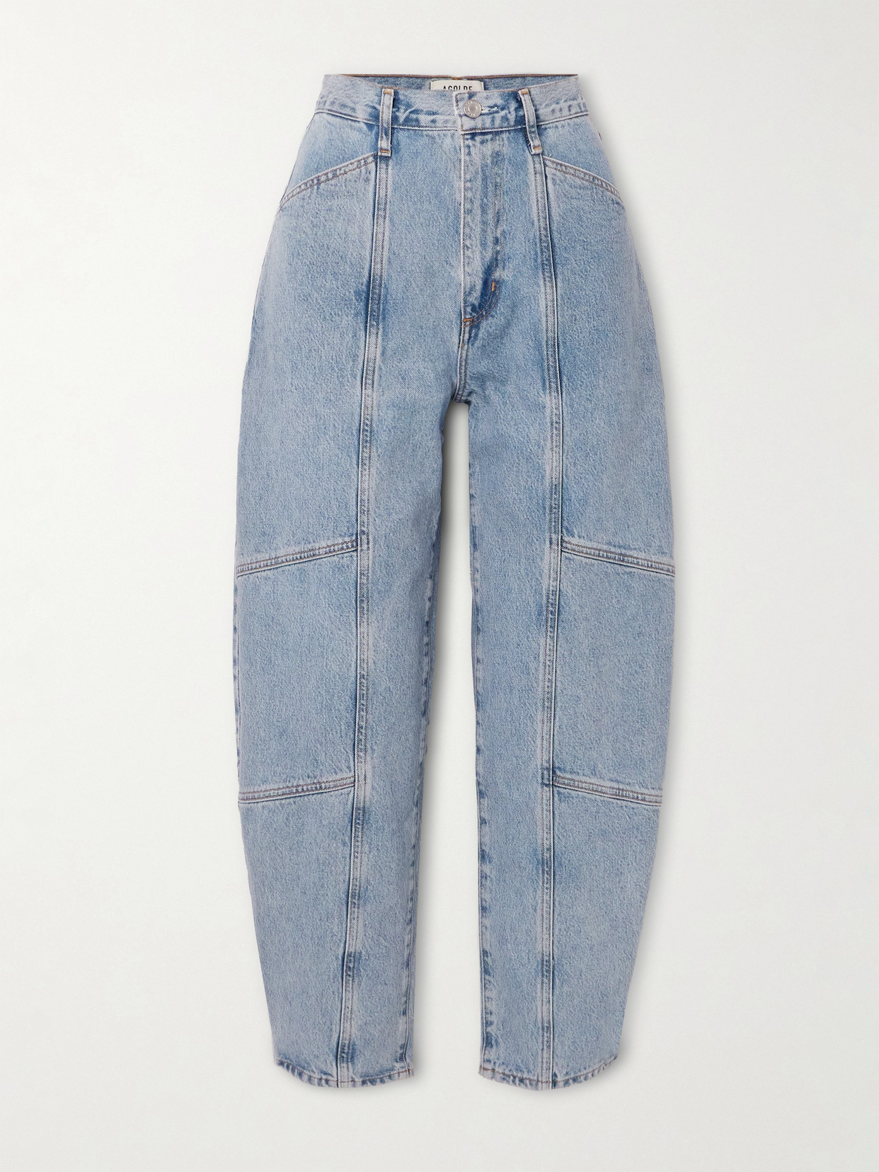 Mara Paneled High-Rise Barrel-Leg Jeans