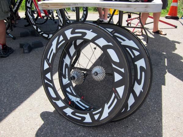 Bissell team mechanics were keeping a close eye on the weather given Colorado's notoriously unpredictable afternoon conditions. Disc wheels were fitted earlier in the day but deep-section rears were on hand just in case.