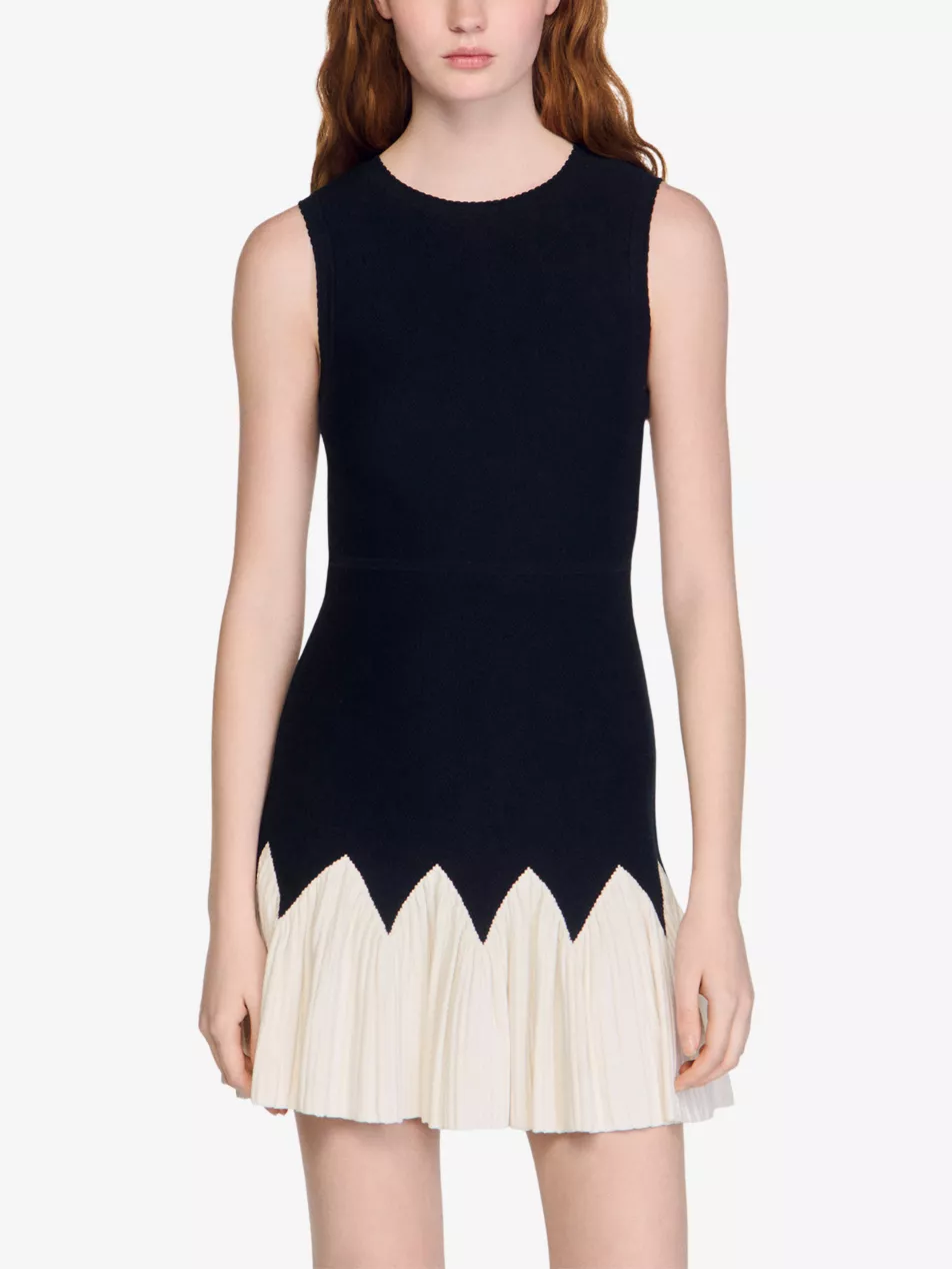 Two-Tone Sleeveless Stretch-Knit Mini Dress - 6