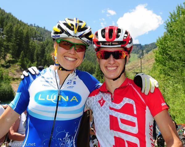 Olympians Georgia Gould (L) and Lea Davison (R)