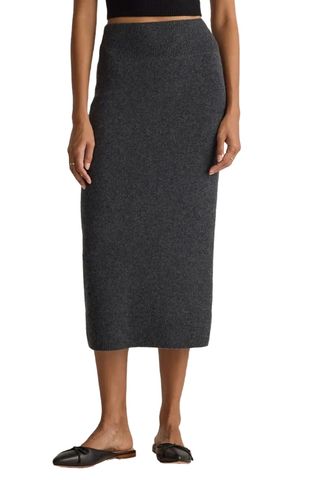 Mongolian Cashmere Fitted Midi Skirt