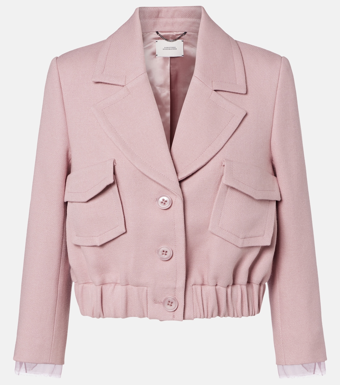 Layered Coolness Organza-Trimmed Cropped Jacket in Pink - Dorothee Schumacher
