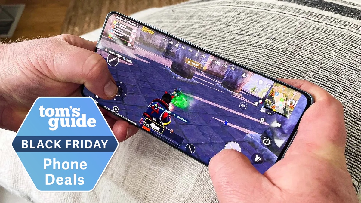 OnePlus 12R playing a mobile game with Black Friday badge
