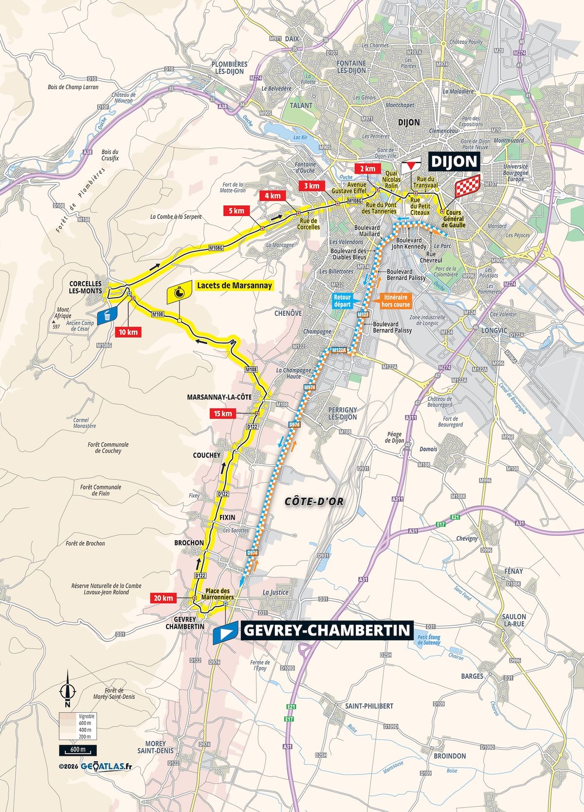 Stage 4 map, Tour de France Femmes 2026