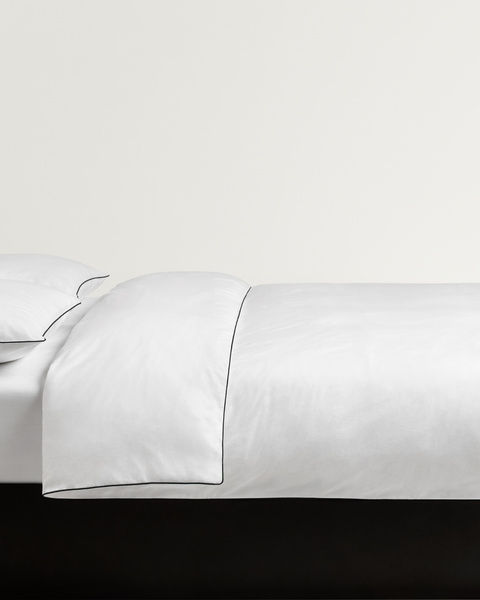 Percale Duvet Cover &amp;ndash; Crisp White/black