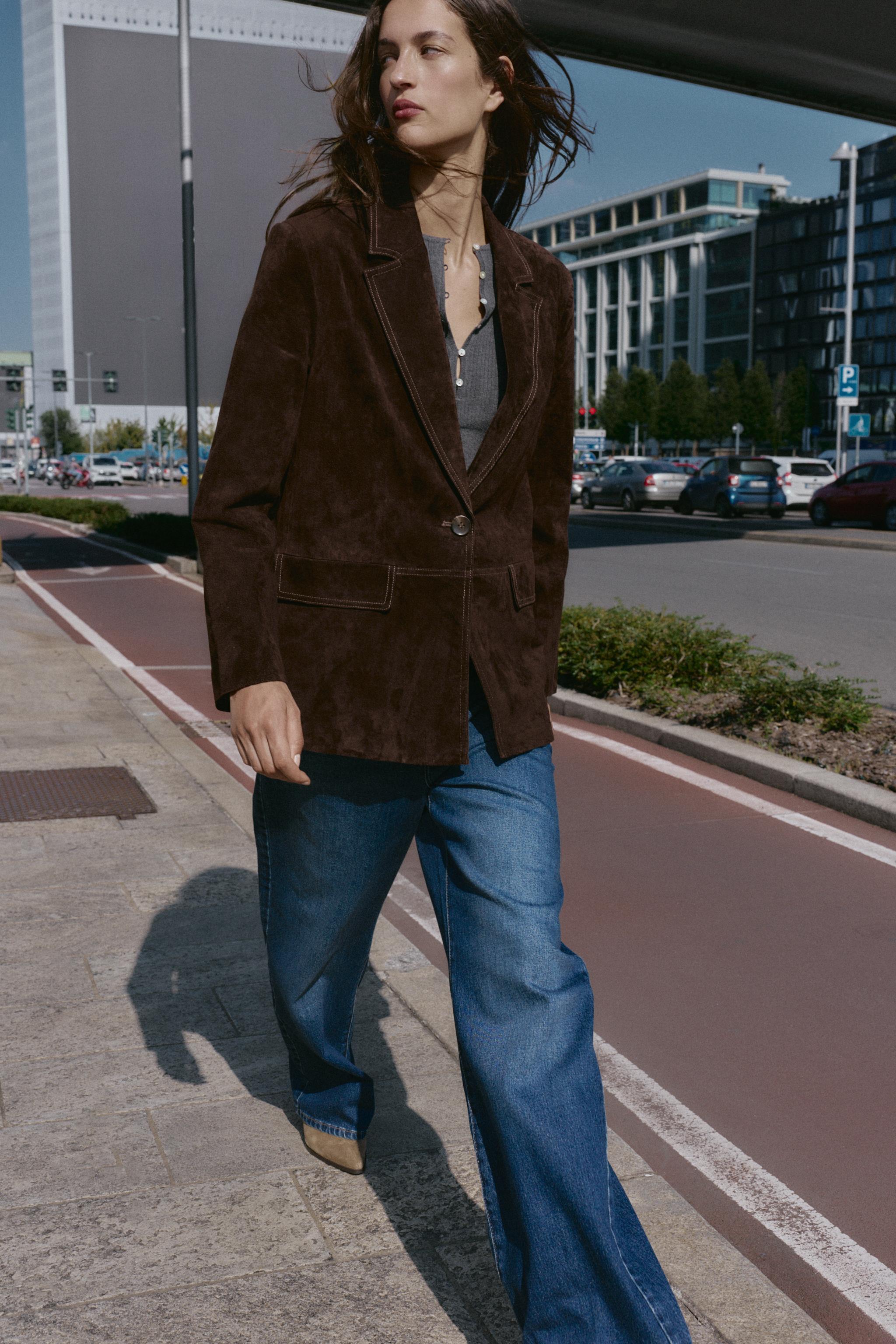 100% Leather Straight Blazer