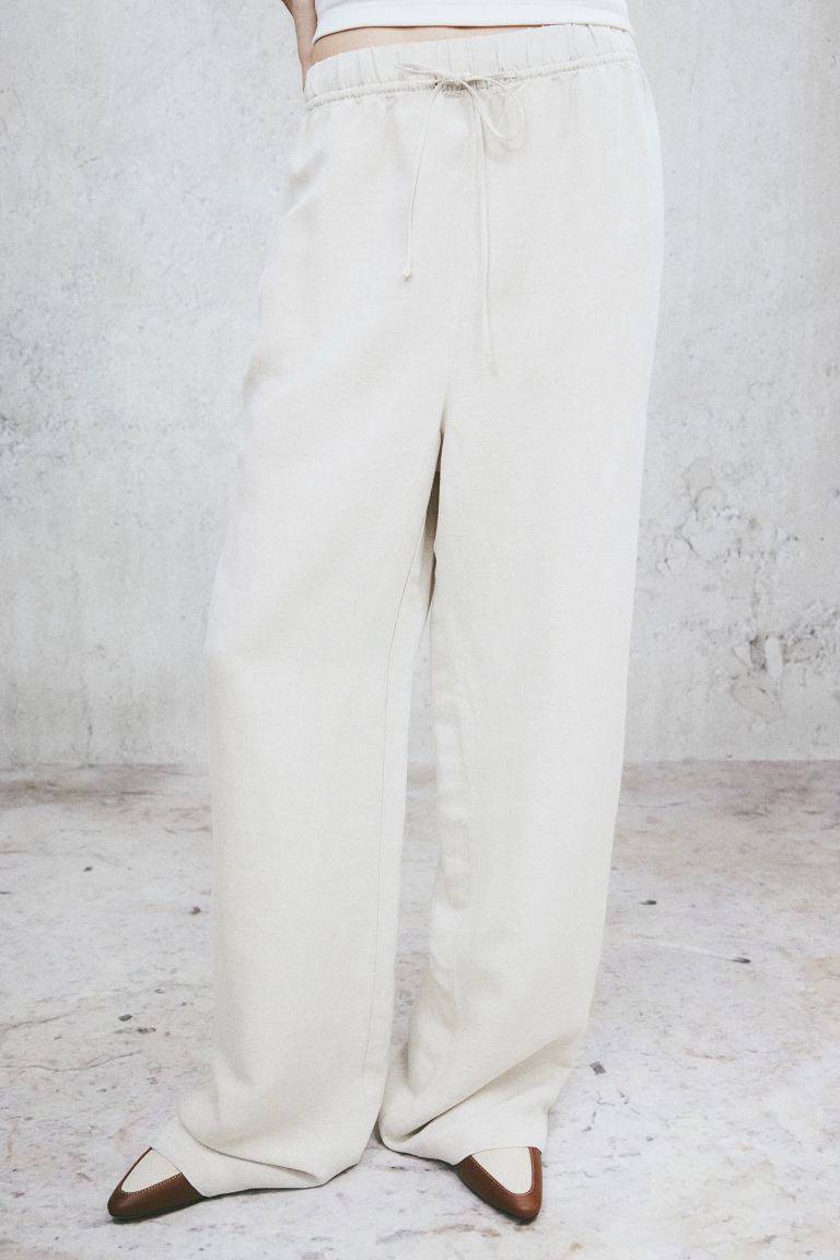 Linen-Blend Pull-On Pants