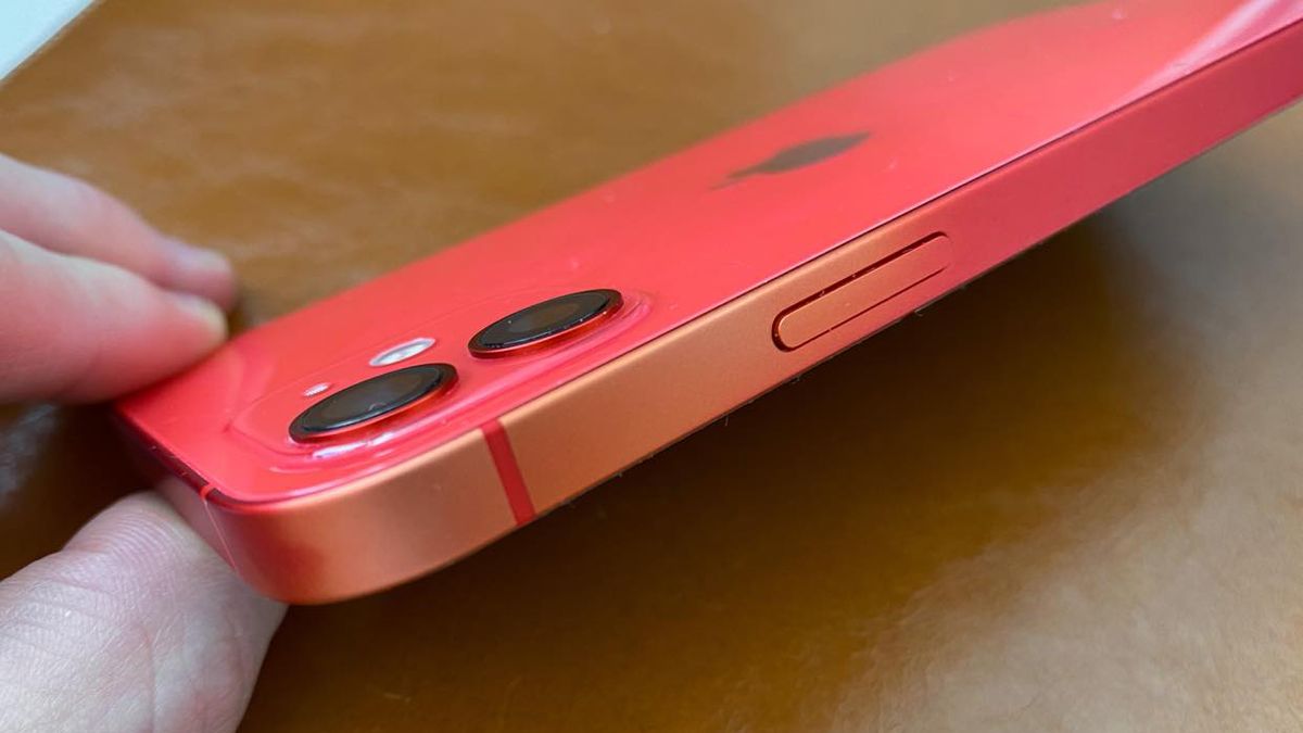 iPhone 12 with faded red side