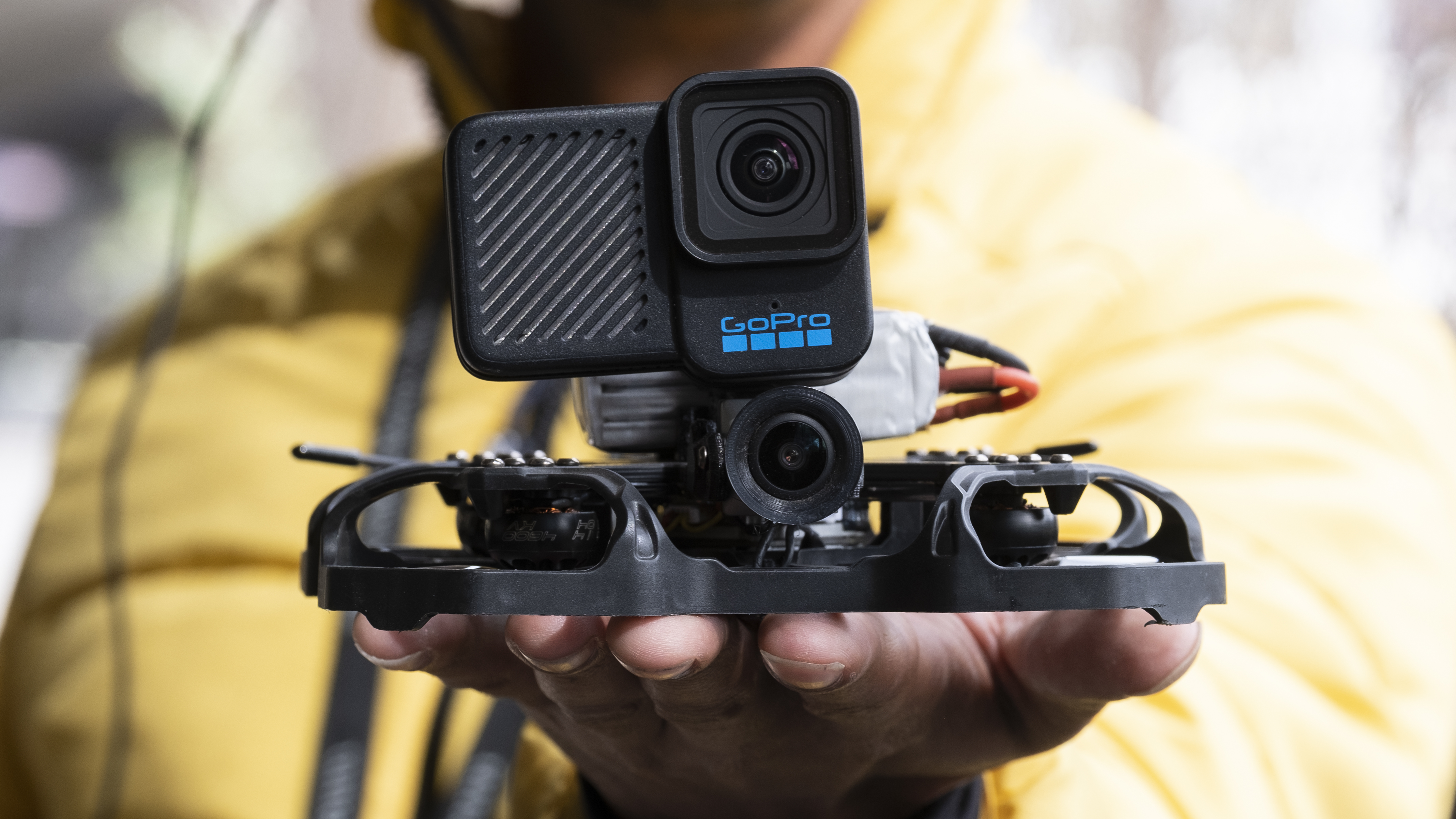 The GoPro Hero 10 Black Bones camera on an FPV drone