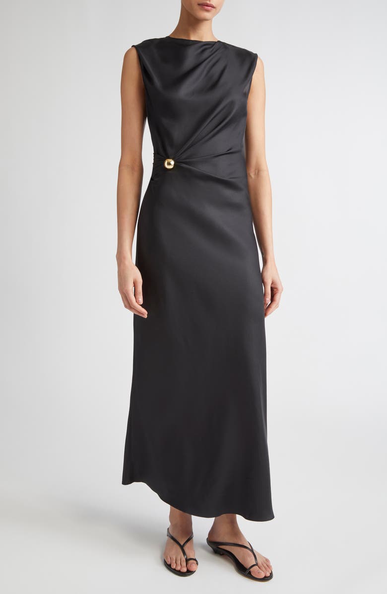 Roan Draped Sleeveless Silk Dress
