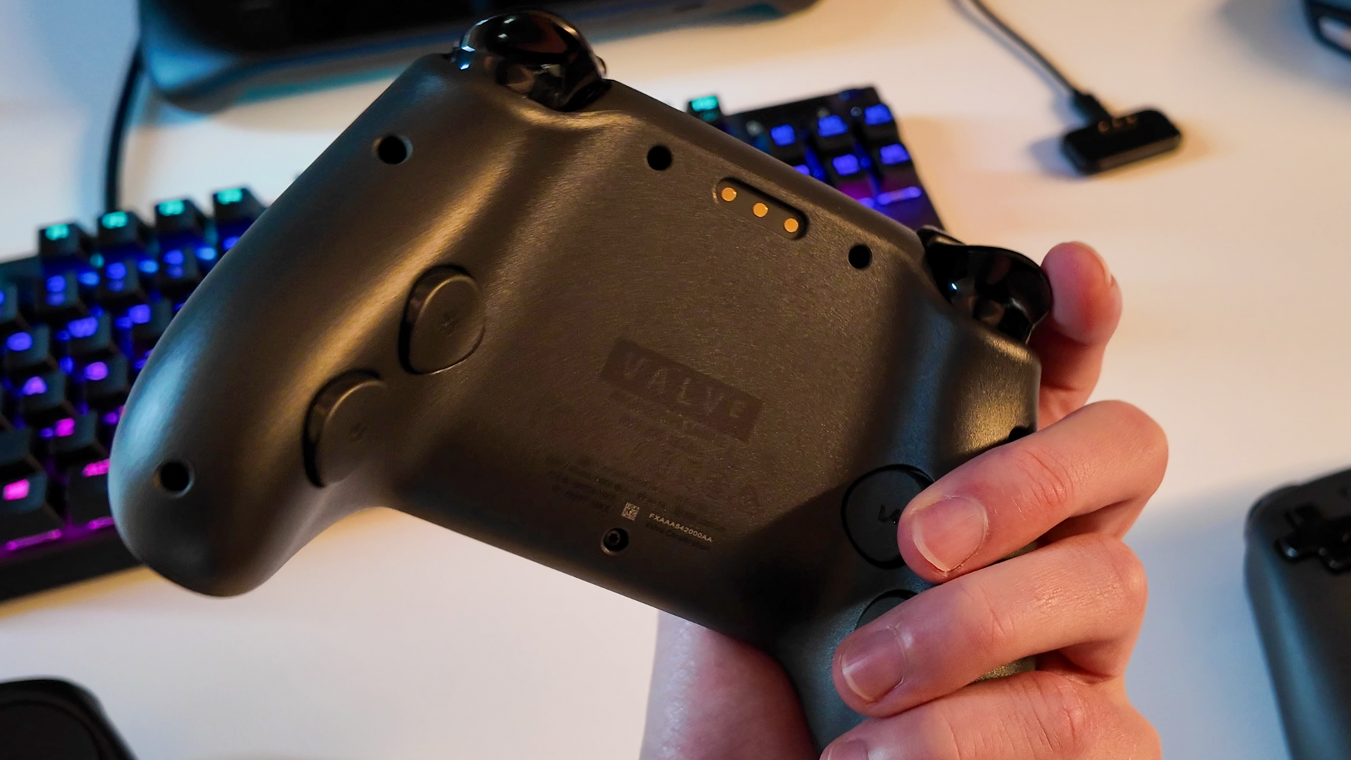 Valve&#039;s new and improved Steam Controller during a visit to Valve&#039;s HQ in Bellevue, Washington.