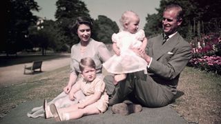 Queen Elizabeth, Prince Philip and their young children