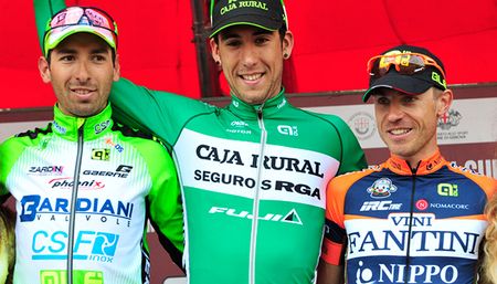 Omar Fraile (Caja Rural-Seguros RGA) celebrates his win on the podium