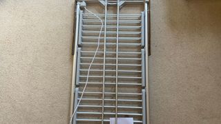 DrySoon Deluxe 3-Tier Heated Airer unboxed on the floor