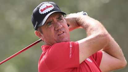 Scott Hend plays a shot during the pro-am prior to the 2022 Commercial Bank Qatar Masters