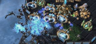 Protoss Tempests devastate Mutalisks as Zerg Vipers use blinding cloud on Stalkers 02