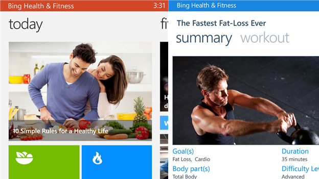 Bing fitness app