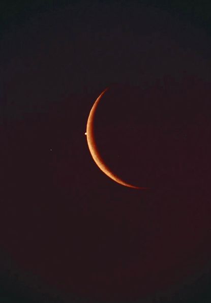 Venus, crescent moon