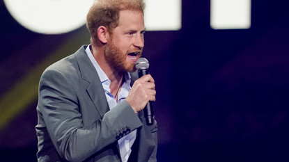 Prince Harry, Duke of Sussex onstage during the Opening Ceremony of the Invictus Games 2023 at the Merkur Spiel-Arena on September 9, 2023 in Dusseldorf, Germany.