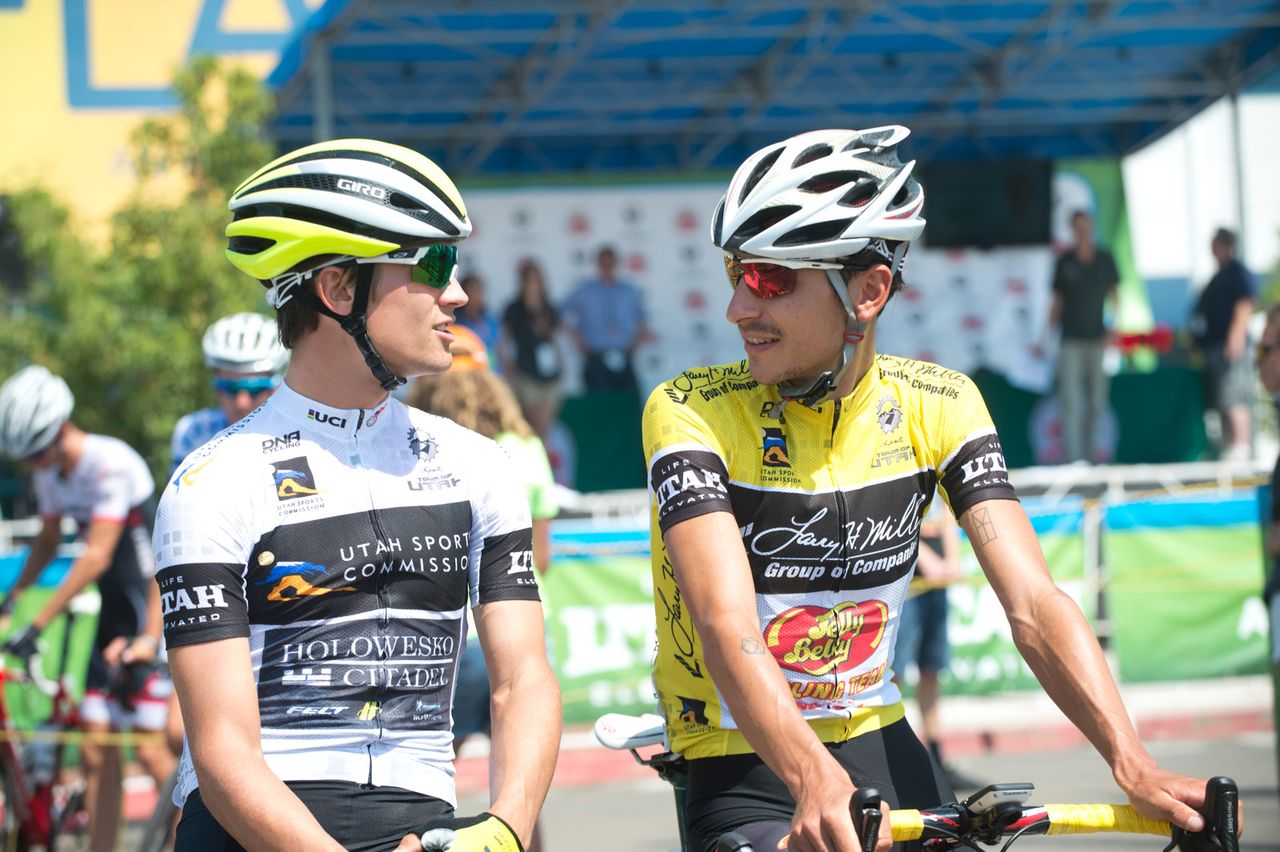Lachlan Morton (Jelly Belly) enjoying his time in yellow