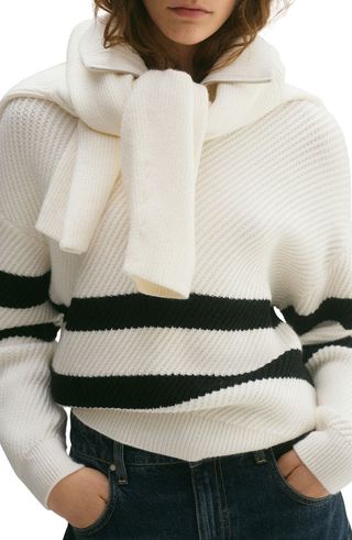 Stripe Quarter Zip Sweater