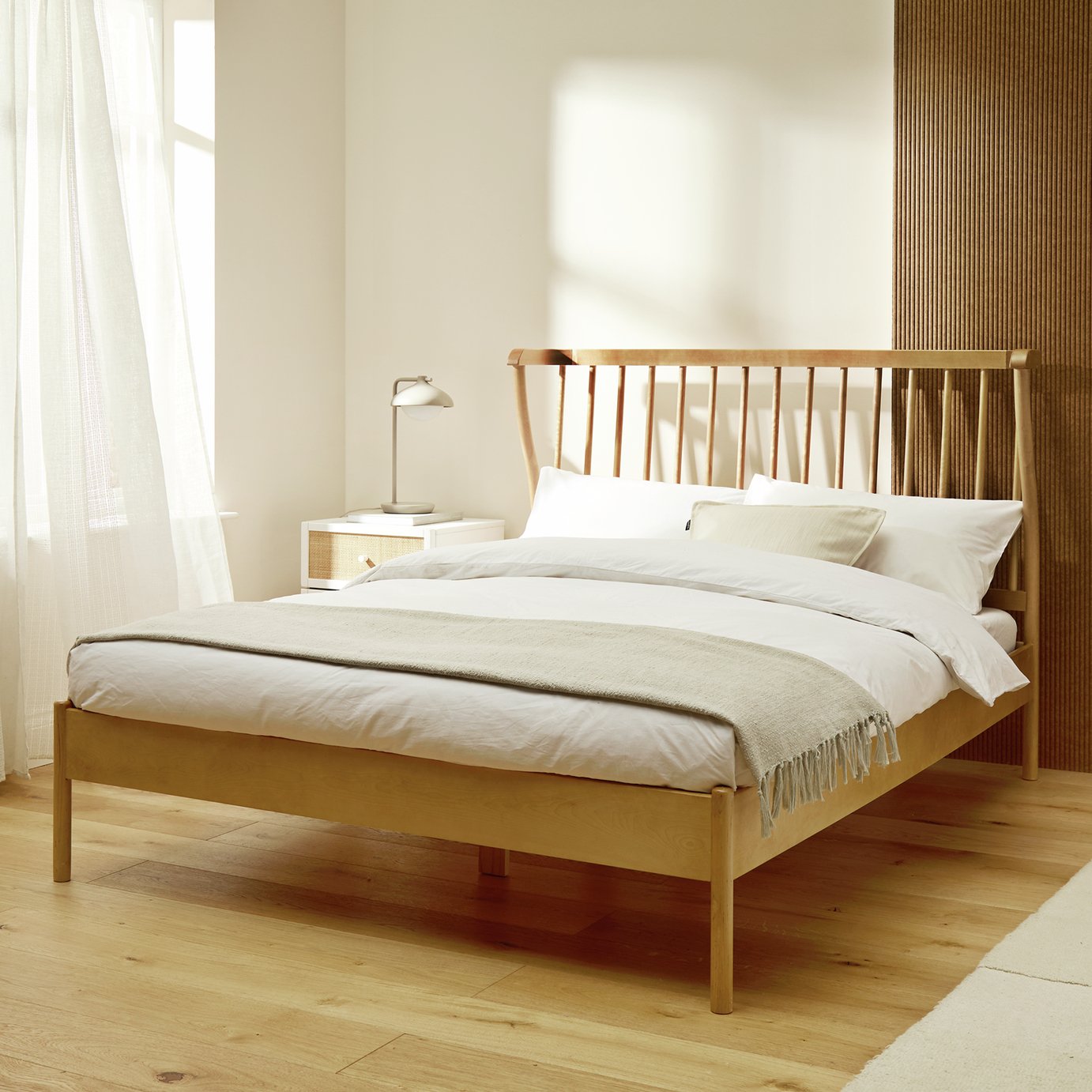 Habitat Hugh Wooden Double Bed - Light Wood