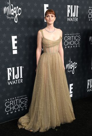 Leighton Meester wears a Dior dress at the Critics Choice Awards.