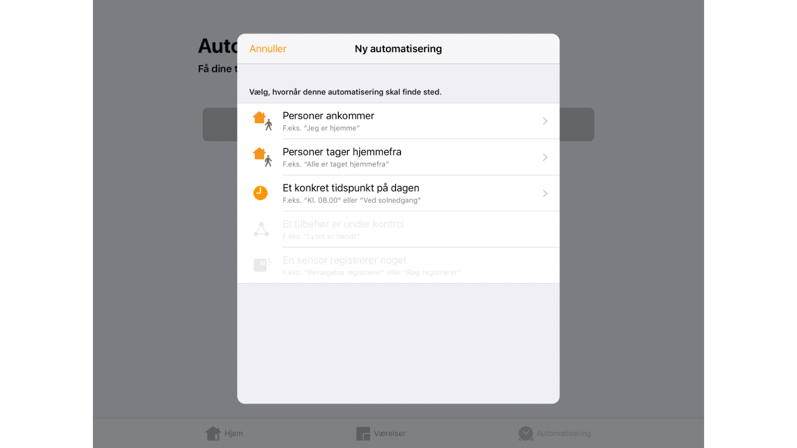 Vælg en automatisering