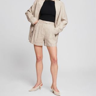 & Other Stories linen high waisted shorts 