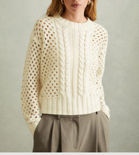 Marie Cable Knit Jumper with Wool and Cashmere in Ivory | Was £118 now £48