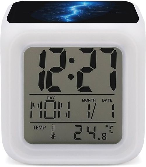 Blue Lightning Alarm Clock 7 Color Changing Night Light