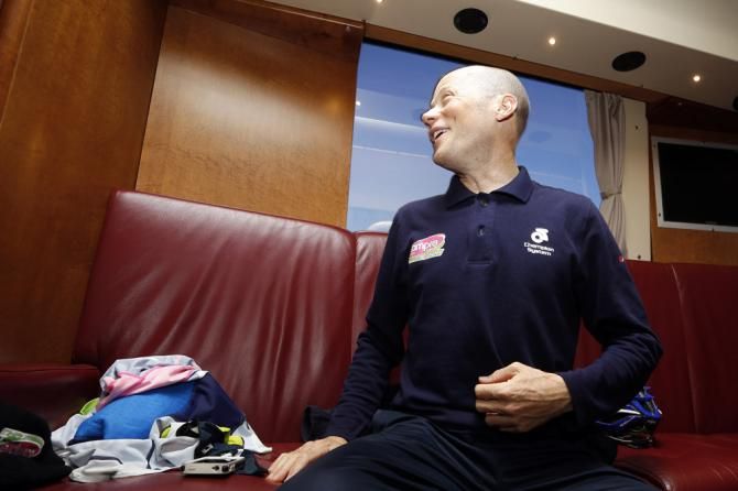 Chris Horner on the Lampre-Merida bus