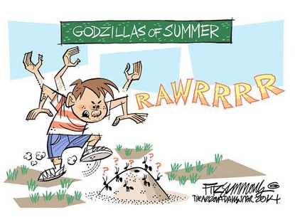 Editorial cartoon Godzilla summer