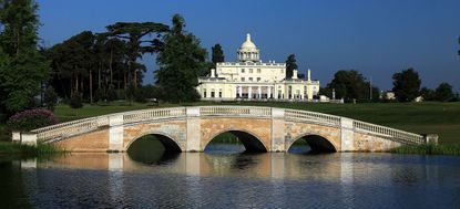 The fine clubhouse at Stoke Park in Buckinghamshire
