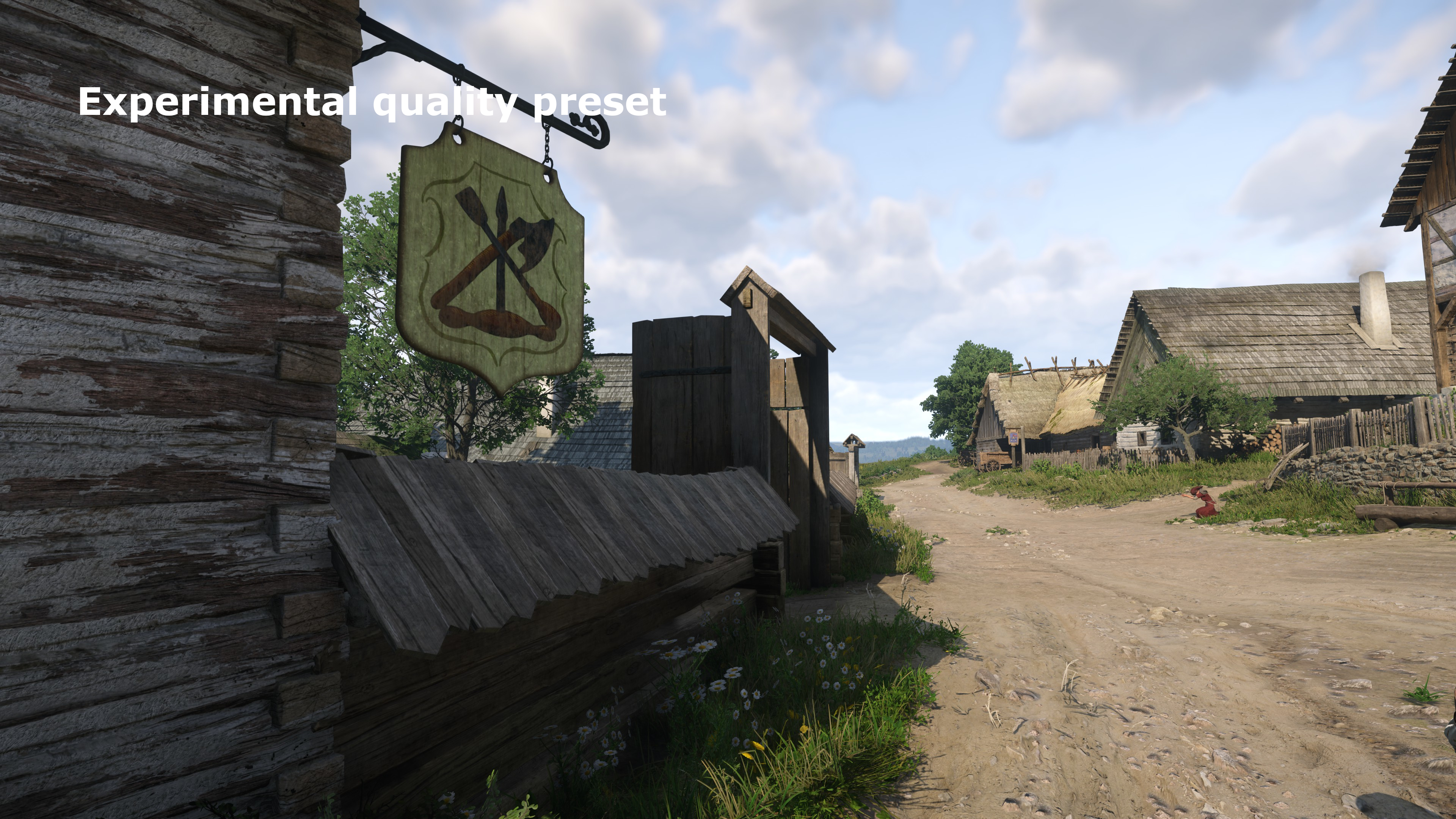 A screenshot from Kingdom Come: Deliverance 2 showing the graphics detail with the Experimental quality preset