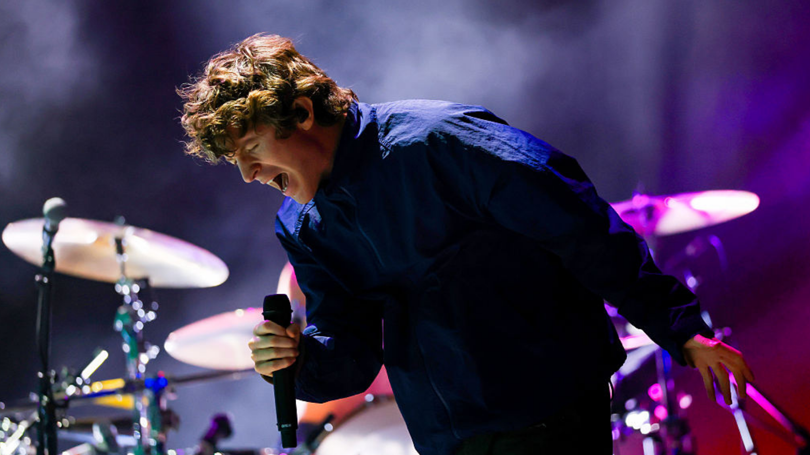 Brendan Yates of Turnstile performs at the Outdoor Theatre during the 2026 Coachella Valley Music and Arts Festival at Empire Polo Club on April 10, 2026 in Indio, California.