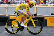 Tadej Pogacar riding his Colnago Y1Rs aeo bike