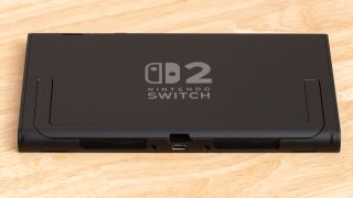 The bottom edge of a Nintendo Switch 2 console, showing its ports and speakers
