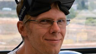 John Carmack wearing Oculus Rift